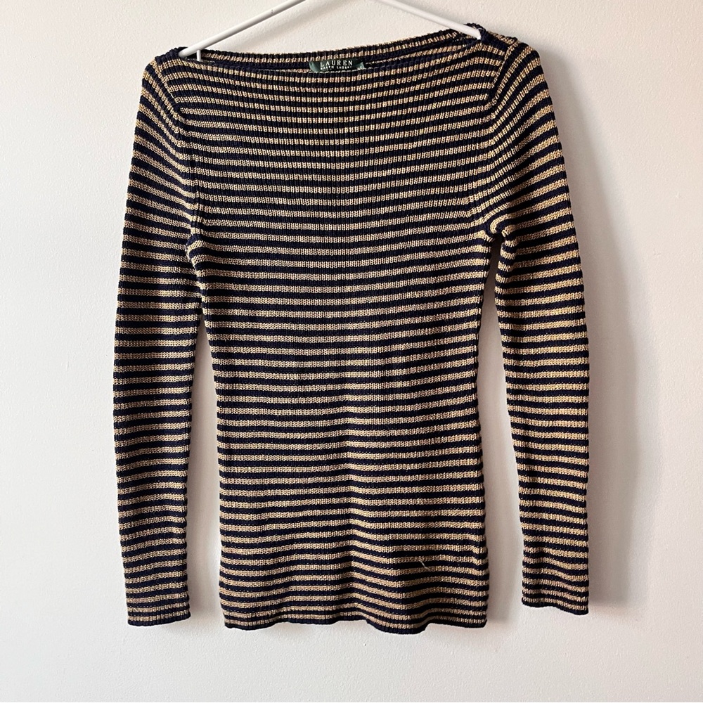 Ralph Lauren Black and Tan Striped Top